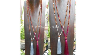 4color radraksha mala tassels necklace with glass beads
